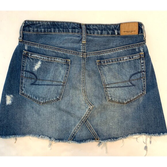 American Eagle Mini Skirt Womens 6 Festival Distressed Button Fly Denim - Picture 2 of 8